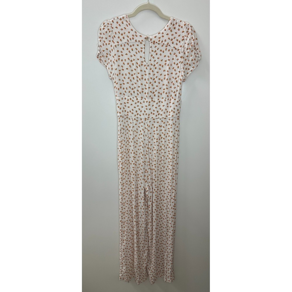 Free People Mia Short Sleeve Jumpsuit Ivory Peach Fruit Print Size 8 *Flawed - Picture 16 of 16